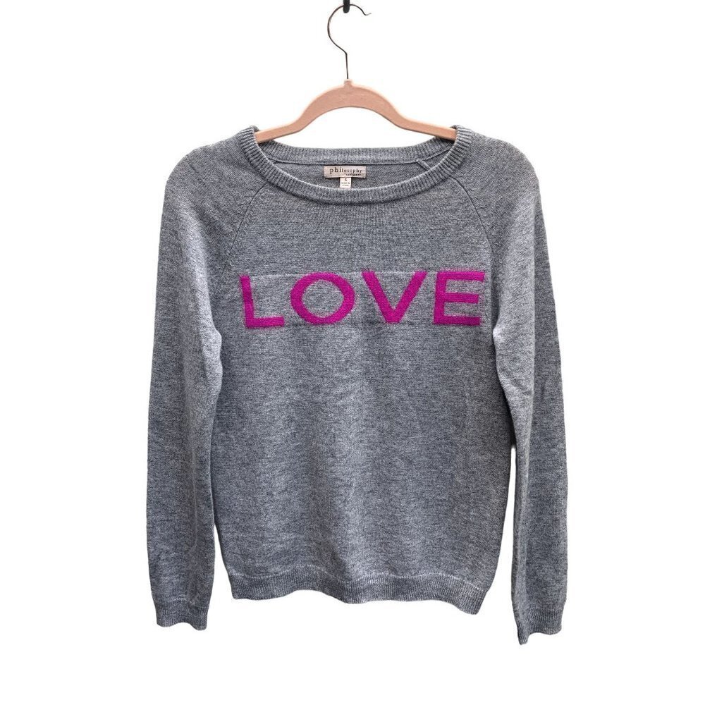 Philosophy Cashmere Pullover Sweater Love Print Small